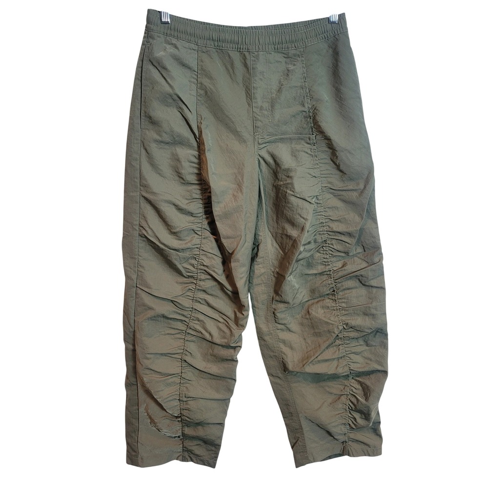 Obey Lula Flight Barrel Pants Olive Green Nylon Ruched